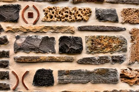Rock and brick wall Stock Photos