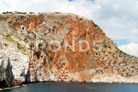 Rock and Mediterranean sea in Turkey Stock Photos