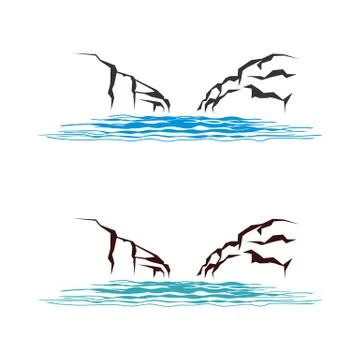Rock and River Logo Template Illustration Design. EPS 10. Stock Illustration