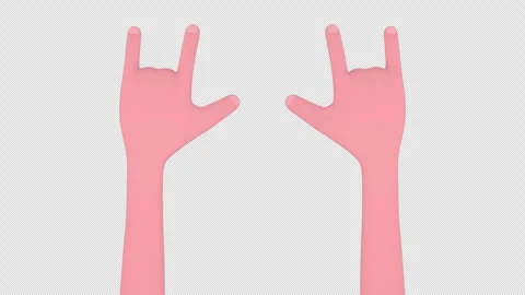 Rock and Roll 3D Hands Animation on Alpha Channel, Loop Stock Footage 277596566