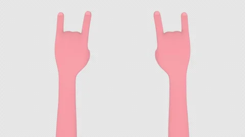 Rock and Roll 3D Hands Animation on Alpha Channel, Loop Stock Footage 277868496