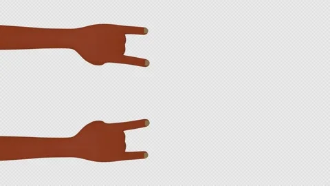 Rock and Roll 3D Hands Animation on Alpha Channel, Loop Stock Footage 295908969
