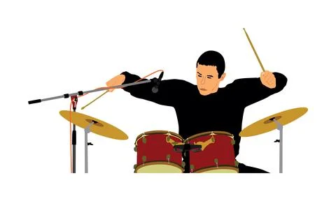 Rock and roll drummer vector illustration isolated on white イラスト素材