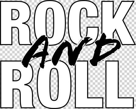 ROCK AND ROLL flat design is combining block letters with brush script on Illustrazione stock