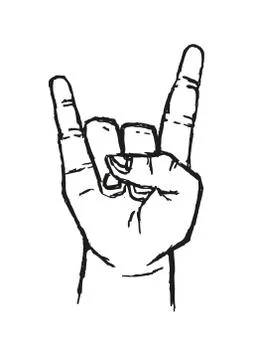 Rock and Roll hand Gesture Sketch symbol Stock Illustration