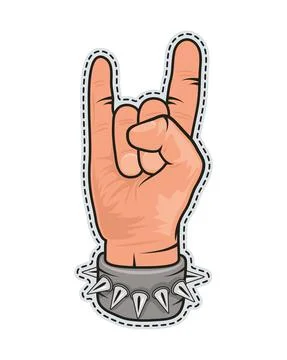 Rock and roll hand patch Stock Illustration