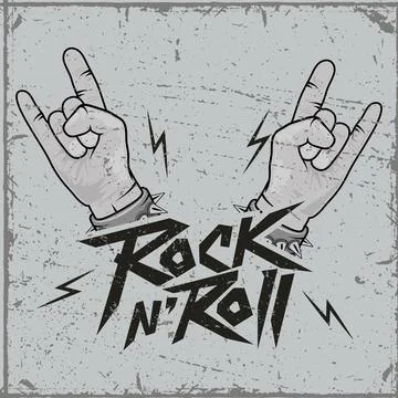 Rock and roll hands patch Illustrazione stock
