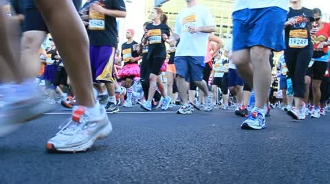 Rock and Roll Marathon Runners in Los Angeles series F Stock Footage 19664849