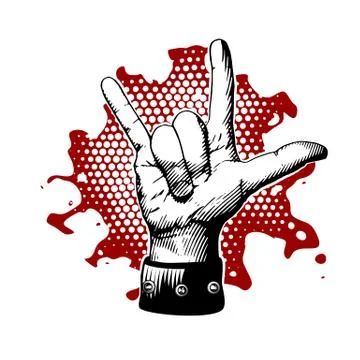 Rock and Roll, metal devil horns gesture. Stock Illustration