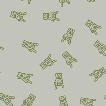 Rock and roll robot hand gesture line vector seamless pattern Stock Illustration