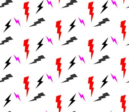 Rock and roll seamless pattern with electricity lightnings. Vector hard rock Stock Illustration