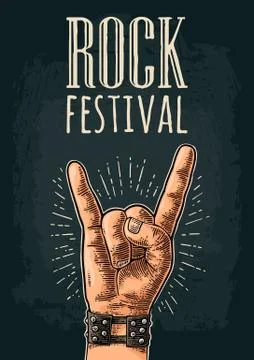 Rock and Roll sign. Vector black vintage engraved illustration. Stock Illustration