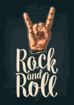 Rock and Roll sign. Vector black vintage engraved illustration Stock Illustration