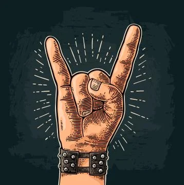 Rock and Roll sign. Vector color vintage engraved illustration 스톡 일러스트