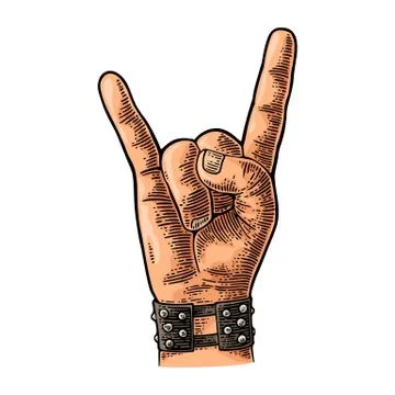 Rock and Roll sign. Vector black vintage engraved illustration. Stock Illustration