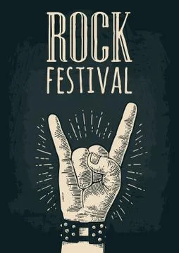 Rock and Roll sign. Vector black vintage engraved illustration. Stock Illustration