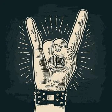 Rock and Roll sign. Vector black vintage engraved illustration. Stock Illustration