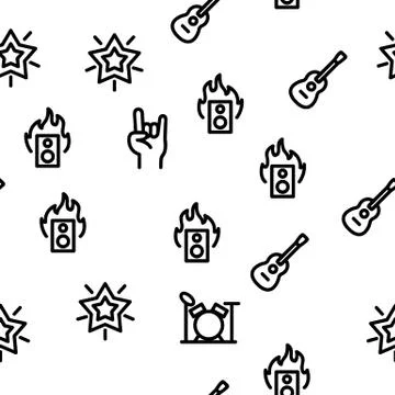 Rock And Roll Vector Seamless Pattern Stock Illustration