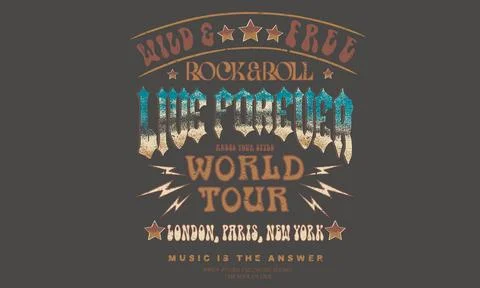 Rock and roll vector t-shirt design. Live forever. Stock Illustration