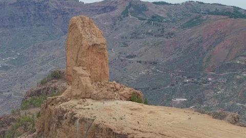 Rock and Sky: The Magic of Roque Nublo in Gran Canaria. Parallax. Tejdeda Stock-Footage 295909455