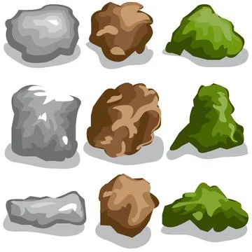 Rock and stone Design Element Set Stock Illustration
