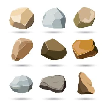 Rock and stone set Stock Illustration
