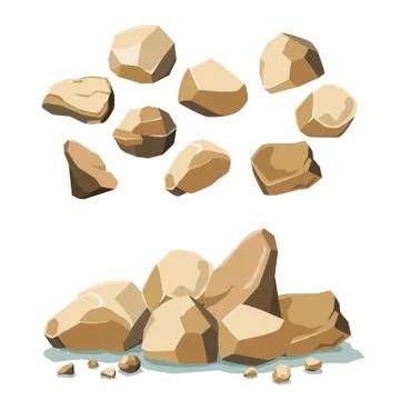 Rock and stone set Stock Illustration