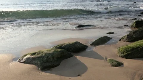 Rock and Wave Stock Footage 81459411