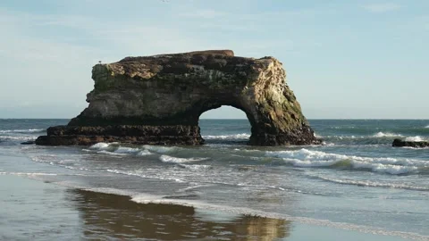 Rock arch on the beach in Bodega Bay, CA, 4K Stock Footage 267649993
