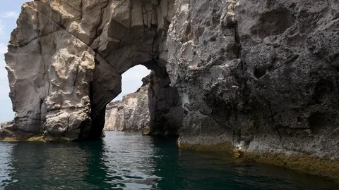 A rock arch of Isla Espiritu Santo, near La Paz Mexico, in the Sea of Cortez. Stock Footage 107227865