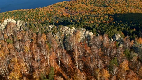 A rock with an autumn forest on the slopes Stock Footage 180722170
