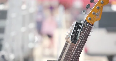 Rock Band Guitars on amp on stage Stock Footage 166326873