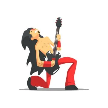 Rock Band Member Funny Character Ecstatic On Stage Stock Illustration