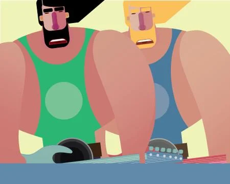 Rock band of two same men Stock Illustration