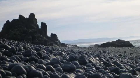 Rock beach close up Stock Photos