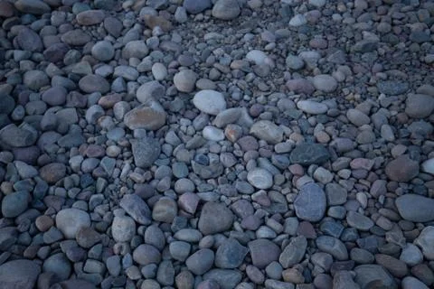Rock bed pebbles pattern on beach Stock Photos