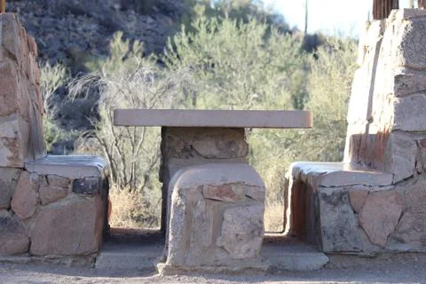 Rock Bench and Table Stock Photos