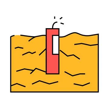 Rock blasting mining icon color illustration Stock Illustration