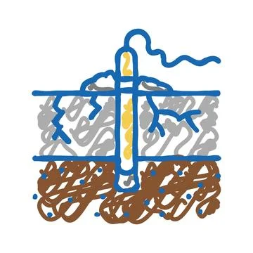 Rock blasting mining icon doodle illustration Stock Illustration