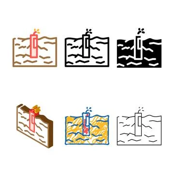 Rock blasting mining styles color icon vector Stock Illustration