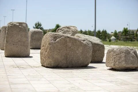 Rock bricks which cut in squares Fotos Stock