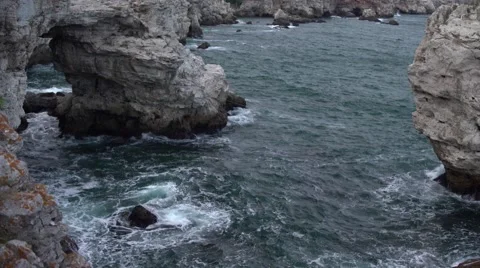 Rock Bridge with Waves 4K Stock Footage 66563265