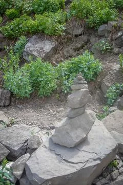 Rock Cairn at Trailside 写真素材