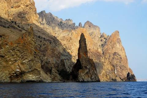A rock called Ivan the Robber, Eastern Crimea, the Black Sea coast Stock Photos