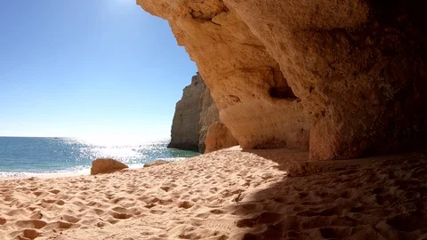 Rock cave on the Algarve, Portugal Stock Footage 106295668