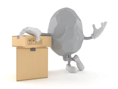 Rock character with stack of boxes Stockillustratie