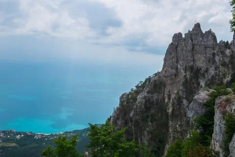 Rock cliff isolated on white background with clipping path Stock Photos