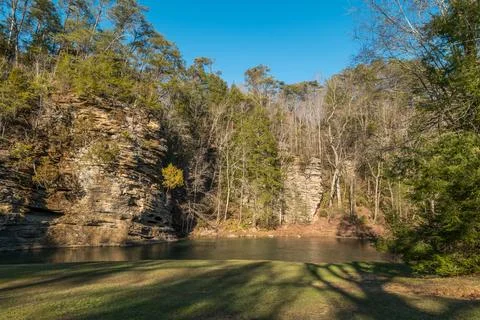 Rock cliffs along the river Stock Photos
