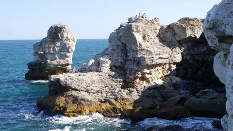 Rock Cliffs Bridge At Black Sea Video stock 79471638