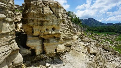 Rock cliffs close to the lake 写真素材